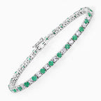 5.77 Carat Genuine Emerald and White Topaz .925 Sterling Silver Bracelet