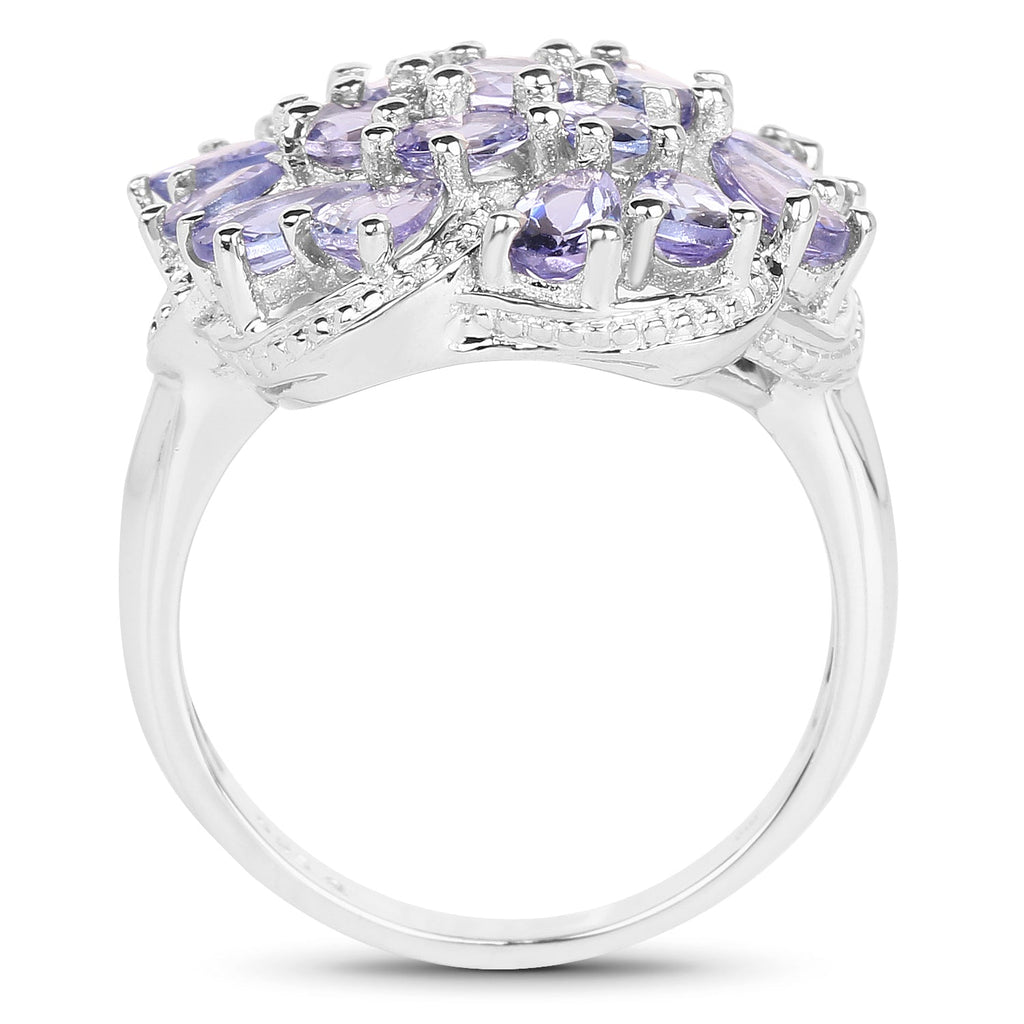 3.35 Carat Genuine Tanzanite .925 Sterling Silver Ring