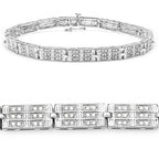 1.16 Carat Genuine White Diamond 14K White Gold Plated .925 Sterling Silver Bracelet