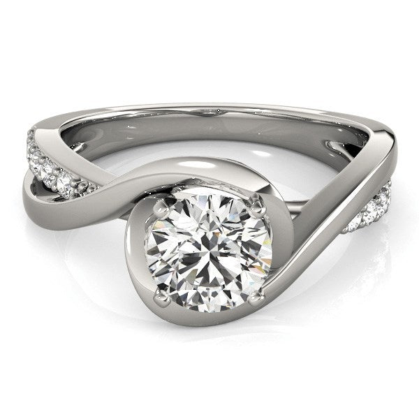 14k White Gold Split Shank Round Bypass Diamond Engagement Ring (1 1/8 cttw)