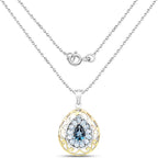 18K Yellow Gold Plated 4.44 Carat Genuine London Blue Topaz and Blue Topaz .925 Sterling Silver Pendant