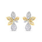 14K White and Yellow Gold 1.00 Cttw Round Pave-Set Diamond Teardrop and Marquise Shape Drop Dangle Earrings (H-I Color, SI1-SI2 Clarity)