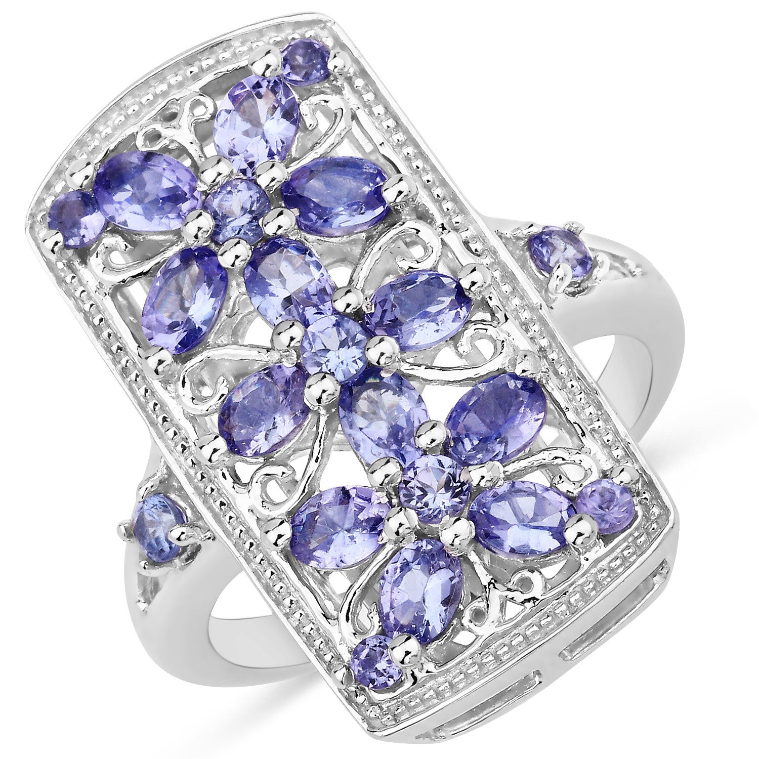 2.53 Carat Genuine Tanzanite .925 Sterling Silver Ring