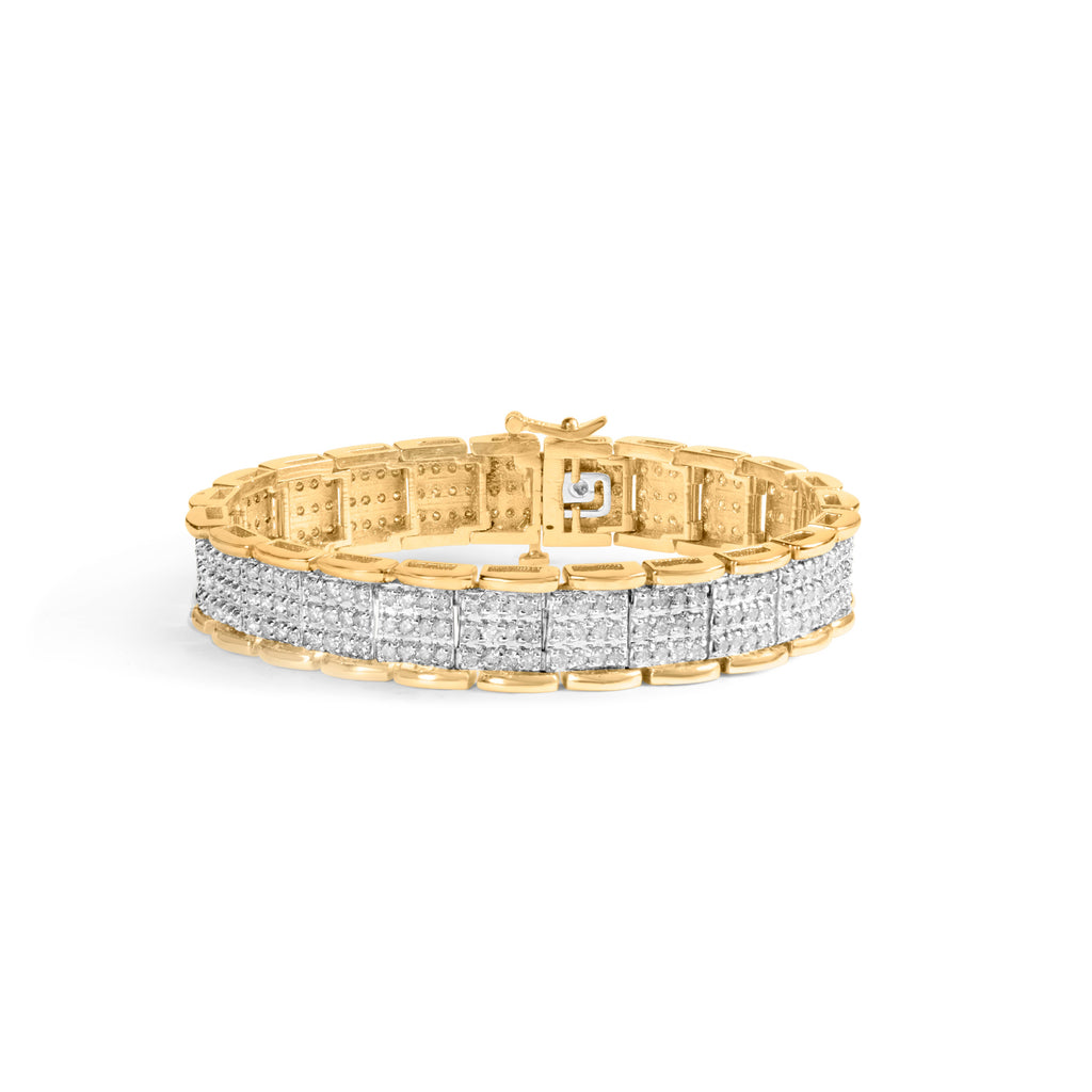 10K Yellow Gold 5.00 Carat Total Weight Round-Cut Diamond Link 7" Bracelet (J-K Color, I1-I2 Clarity)