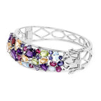 21.17 Carat Genuine Multi Stones .925 Sterling Silver Bangle