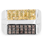0.63 Carat Genuine Champagne Diamond and Yellow Diamond .925 Sterling Silver Ring