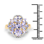 14K Yellow Gold Plated 2.01 Carat Genuine Tanzanite & White Topaz .925 Sterling Silver Ring