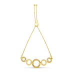 10K Yellow Gold over .925 Sterling Silver Diamond Accented Graduated Infinity Open Circle 6"-9" Adjustable Bolo Bracelet (H-I Color, I2-I3 Clarity)