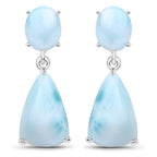 11.54 Carat Genuine Larimar .925 Sterling Silver Earrings