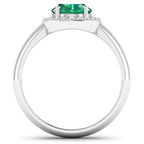 1.87 Carat Genuine Zambian Emerald and White Diamond 14K White Gold Ring