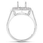 0.48 Carat Genuine White Diamond 14K White Gold Semi Mount Ring - holds 8.00mm Round Gemstone