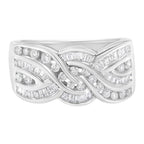10K White Gold Diamond Bypass Ring (1 Cttw, H-I Color, I1-I2 Clarity) - Size 6-3/4