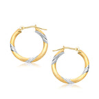 14k Two Tone Gold Polished Hoop Earrings (20 mm)