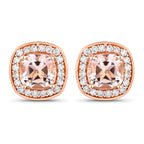 1.68 Carat Genuine Morganite and White Diamond 14K Rose Gold Earrings