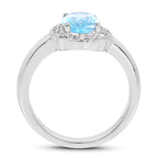 2.58 Carat Genuine Blue Topaz and White Topaz .925 Sterling Silver Ring