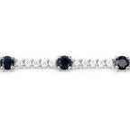 6.21 Carat Genuine Blue Sapphire and White Zircon .925 Sterling Silver Bracelet