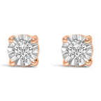 .925 Sterling Silver 1/10 Cttw Round Brilliant-Cut Lab Grown Diamond Miracle-Set Stud Earrings (F-G Color, VS1-VS2 Clarity)