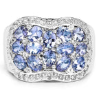 2.62 Carat Genuine Tanzanite and White Topaz .925 Sterling Silver Ring