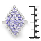 2.40 Carat Genuine Tanzanite and White Topaz .925 Sterling Silver Ring