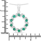 1.10 Carat Genuine Emerald and White Topaz .925 Sterling Silver Pendant