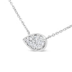 14K White Gold 1/4 Carat Total Weight Round Diamond Composite Teardrop Shape 18" Pendant Necklace - (G-H Color, SI2-I1 Clarity)
