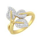 10k Yellow and White Gold 1/2 Carat Total Weight Baguette and Round Diamond Bypass Triple Leaf Ring (I-J Color, I1-I2 Clarity) - Size 7
