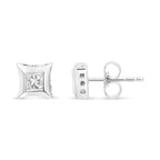 10K White Gold 1/3 Cttw Invisible Set Princess-Cut Diamond Stud Earrings (H-I Color, SI2-I1 Clarity)