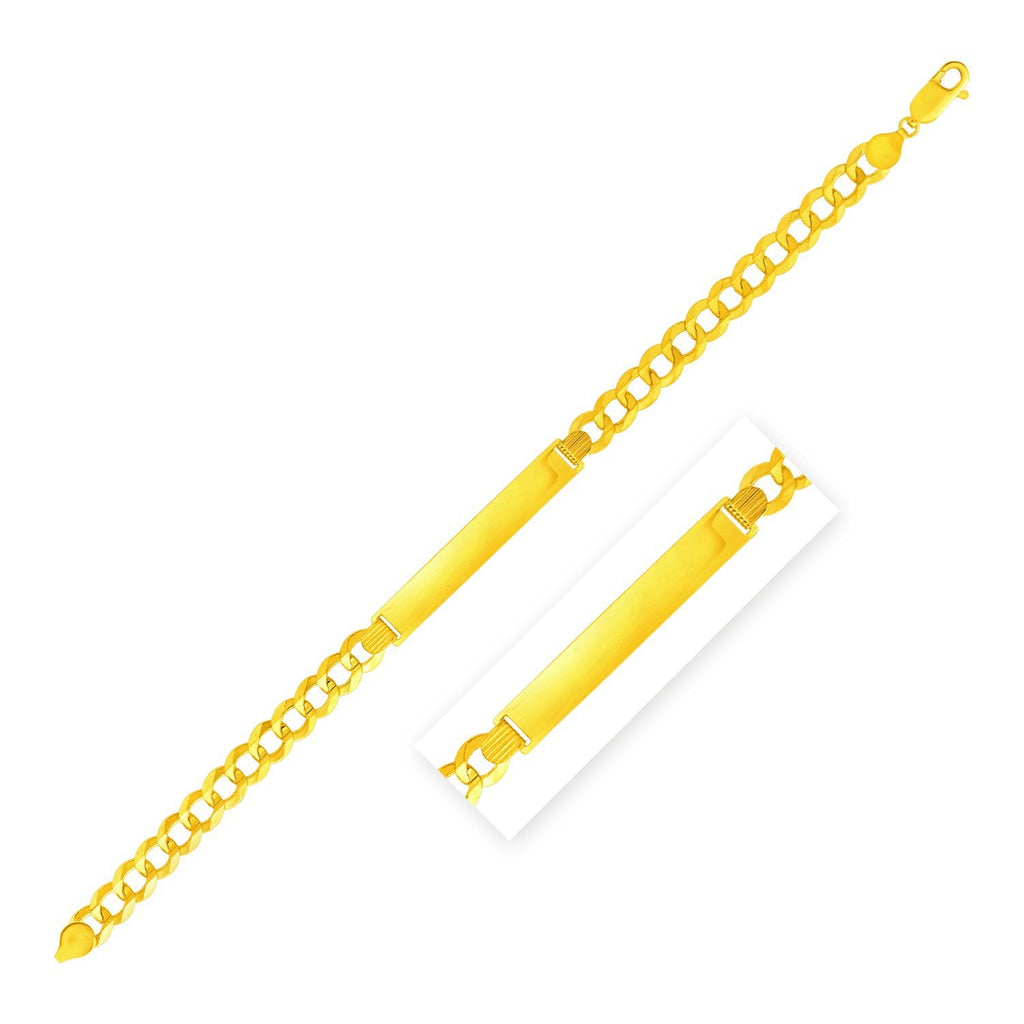 14k Yellow Gold 8 1/2 inch Men's Narrow Curb Chain ID Bracelet