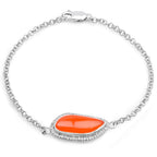5.50 Carat Genuine Carnelian and White Topaz .925 Sterling Silver Bracelet