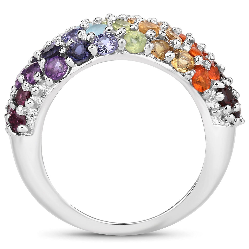 4.16 Carat Genuine Multi-Stone .925 Sterling Silver Ring