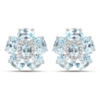 18K White Gold Plated 10.48 Carat Genuine Blue Topaz and White Topaz .925 Sterling Silver Earrings