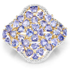 14K Yellow Gold Plated 3.60 Carat Genuine Tanzanite .925 Sterling Silver Ring