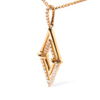 14K Yellow Gold 1/4 Carat Total Weight Diamond Double Triangle Geometric 18" Pendant Necklace (G-H Color, SI1-SI2 Clarity)