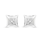 10K White Gold 1/3 Cttw Invisible Set Princess-Cut Diamond Stud Earrings (H-I Color, SI2-I1 Clarity)