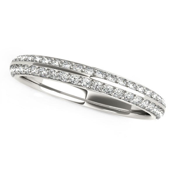 14k White Gold Two-Row Pavé Set Diamond Wedding Band (1/4 cttw)
