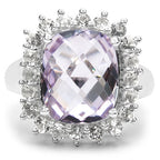 5.55 Carat Genuine Pink Amethyst and White Topaz .925 Sterling Silver Ring