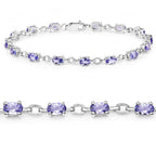3.12 Carat Genuine Tanzanite .925 Sterling Silver Bracelet