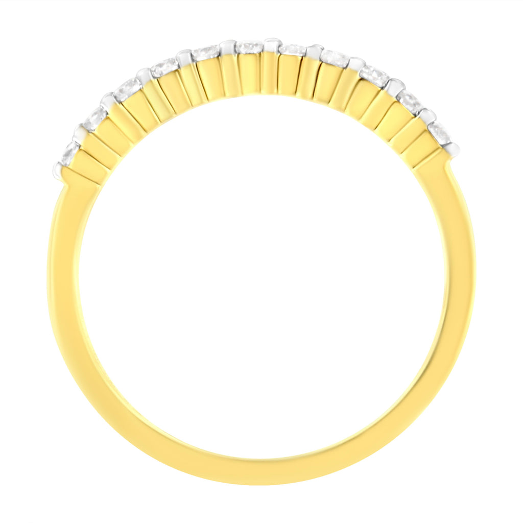 IGI Certified 1/4 Carat Total Weight Diamond 10K Yellow Gold Prong Set Fluted Band Style Ring (I-J Color, I2-I3 Clarity) - Size 7