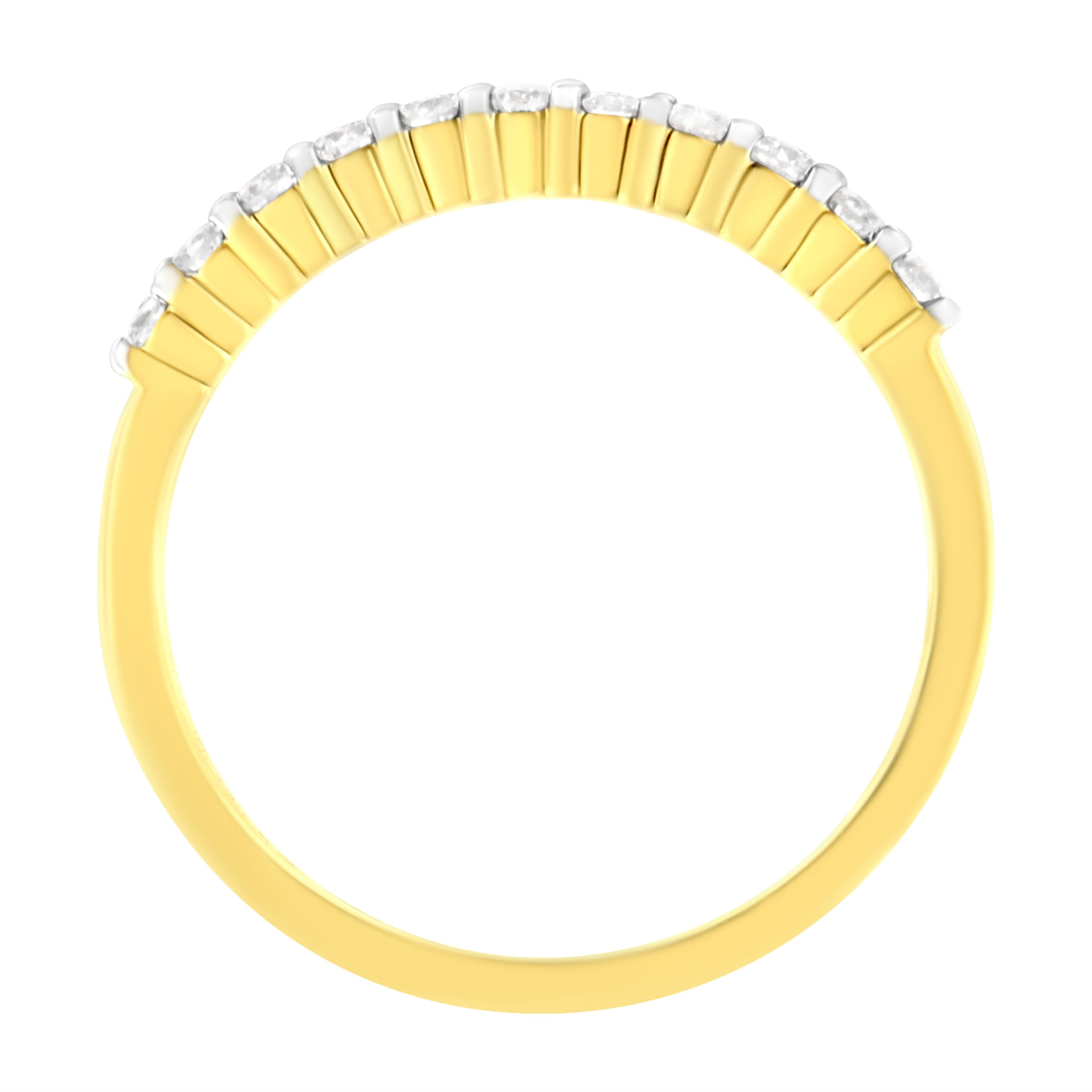 IGI Certified 1/4 Carat Total Weight Diamond 10K Yellow Gold Prong Set Fluted Band Style Ring (I-J Color, I2-I3 Clarity) - Size 7