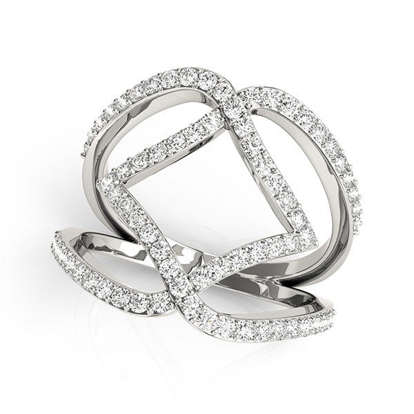 14k White Gold Entwined Design Diamond Dual Band Ring (3/4 ctw)