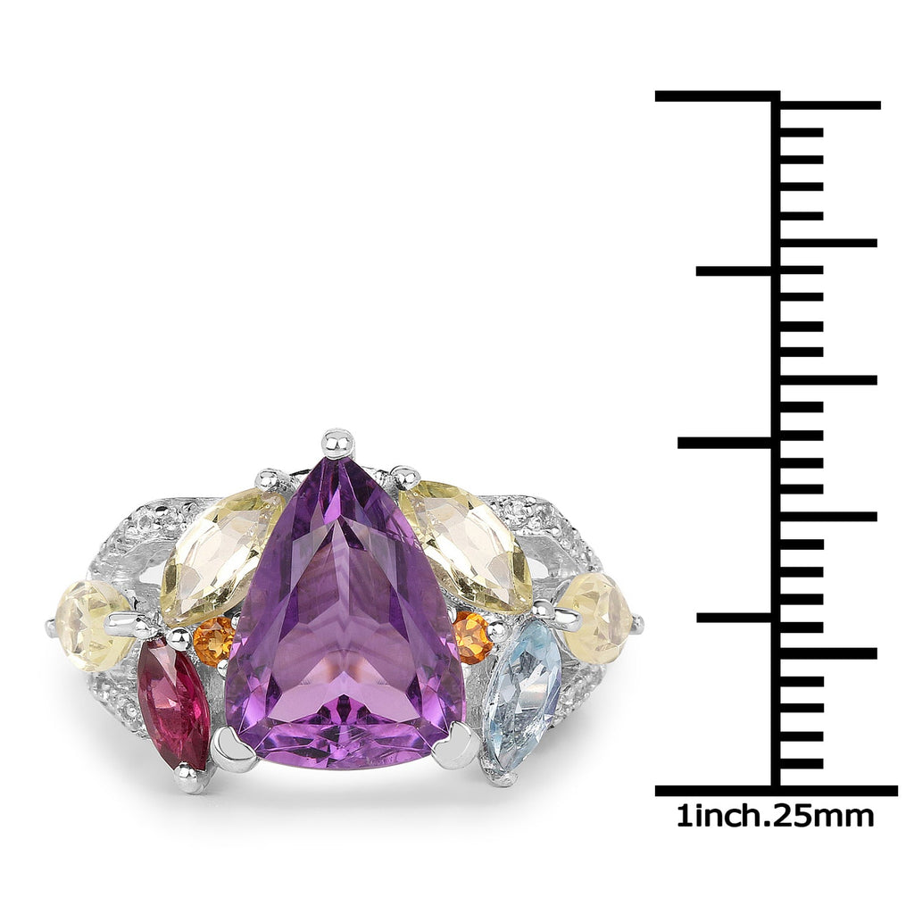 6.30 Carat Genuine Multi-Stone .925 Sterling Silver Ring
