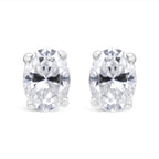14K White Gold 1.00 Cttw Lab Grown Oval Solitaire Diamond Stud Earrings (F-G Color, VS2-SI1 Clarity)