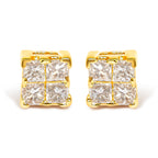 14K Yellow Gold 1/4 Cttw Invisible Set Princess-Cut Diamond Square Stud Earring (J-K Color, I1-I2 Clarity)