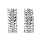 14K White Gold 1/4 Carat Total Weight Lab Grown Diamond Leafy Wreath Hoop Earrings (F-G Color, VS1-VS2 Clarity)