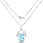 5.76 Carat Genuine Swiss Blue Topaz & White Topaz .925 Sterling Silver Pendant