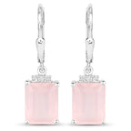 6.23 Carat Genuine Rose Quartz and White Topaz .925 Sterling Silver Earrings