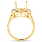 0.42 Carat Genuine White Diamond 14K Yellow Gold Semi Mount Ring - holds 11x9mm Oval Gemstone