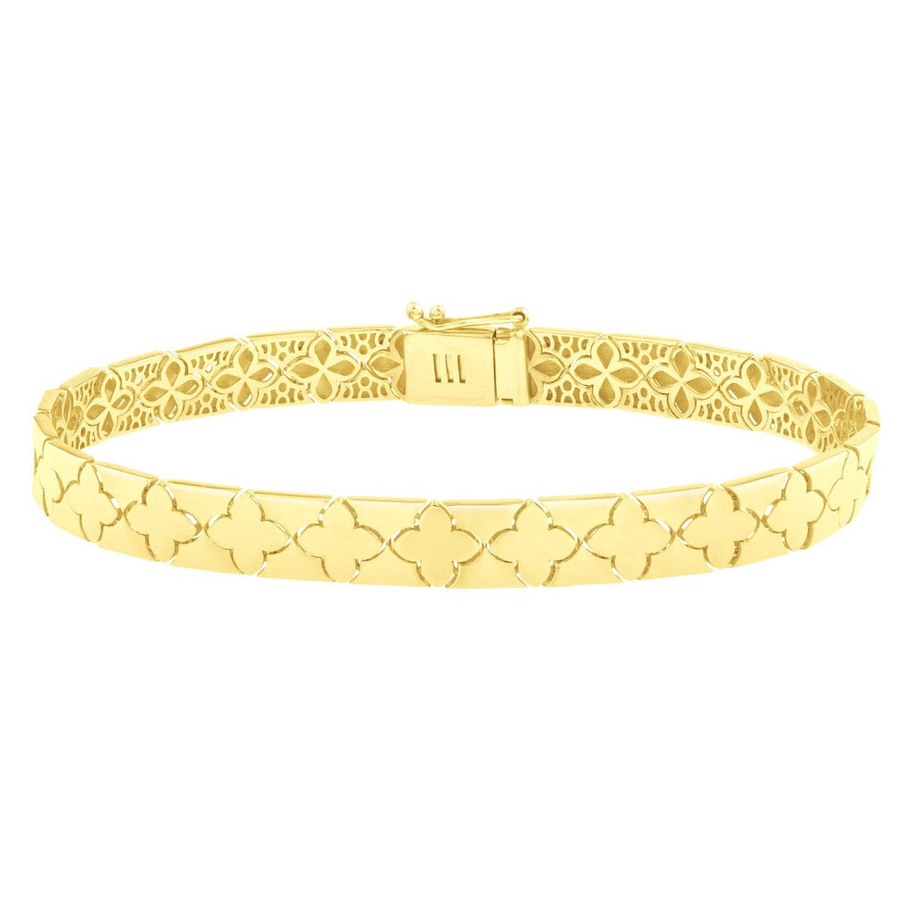 14k Yellow Gold 7 inch Clover Bracelet (6.50 mm)