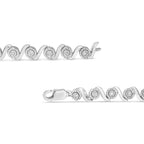 .925 Sterling Silver 1/2 Carat Total Weight Round Diamond Halo S-Link Bracelet (I-J Color, I2-I3 Clarity) - 7.25"