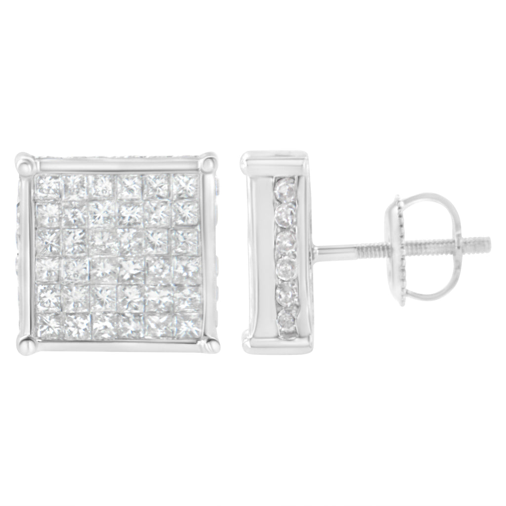 10K White Gold 2ct TDW Princess-Cut Composite Diamond Stud Earrings (I-J ,I2-I3)